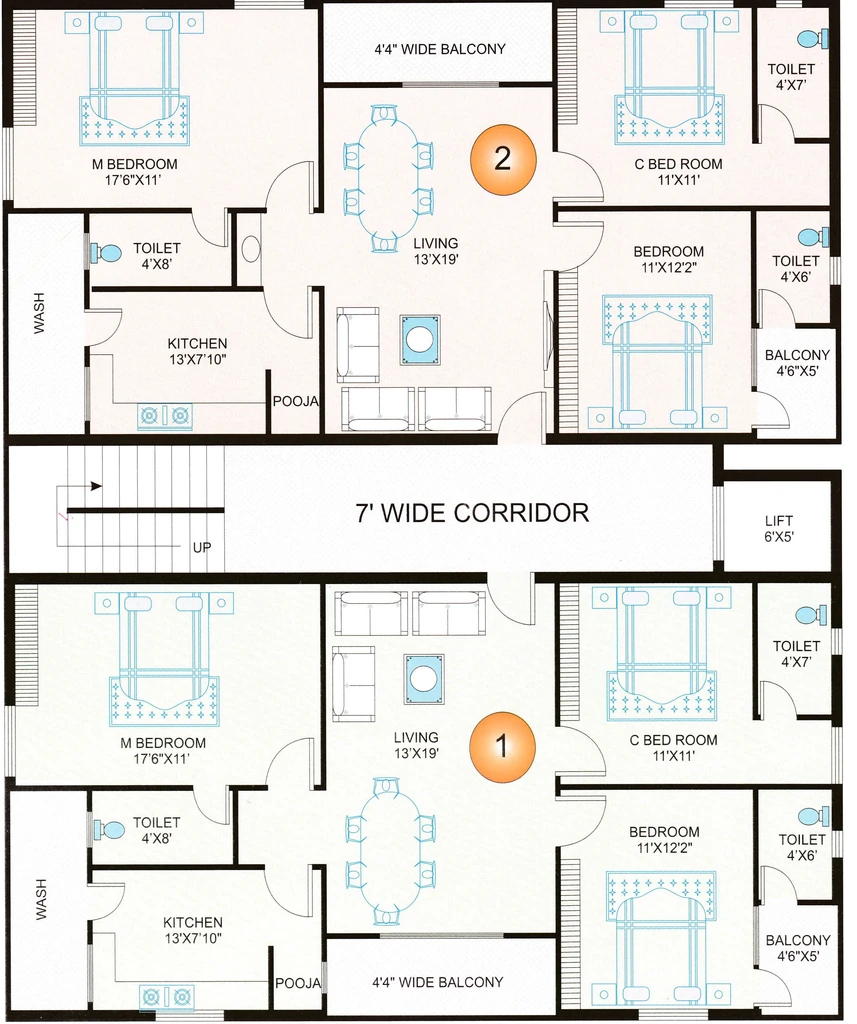 Floor Plan of Srikara Elite Residency in Poranki, Vijayawada - Image 419012