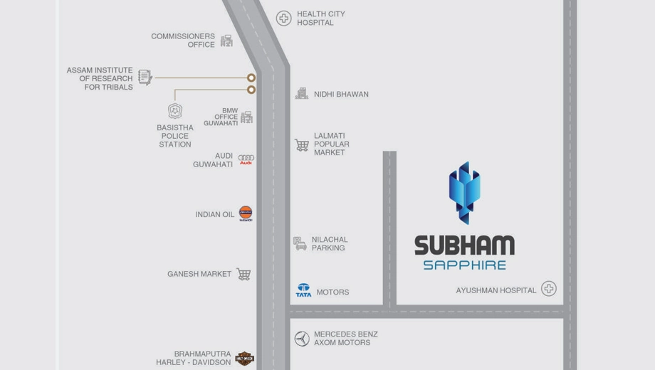 Location of Subham Sapphire in Sarusajai, Guwahati - Image 419052
