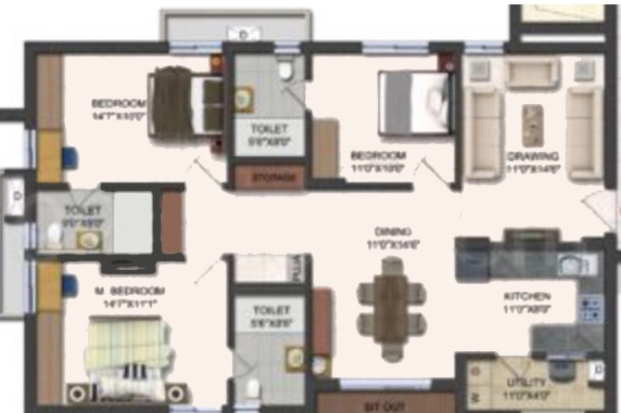 3 BHK Flat in SS Green Fields in Tadigadapa, Vijayawada - Image 924910