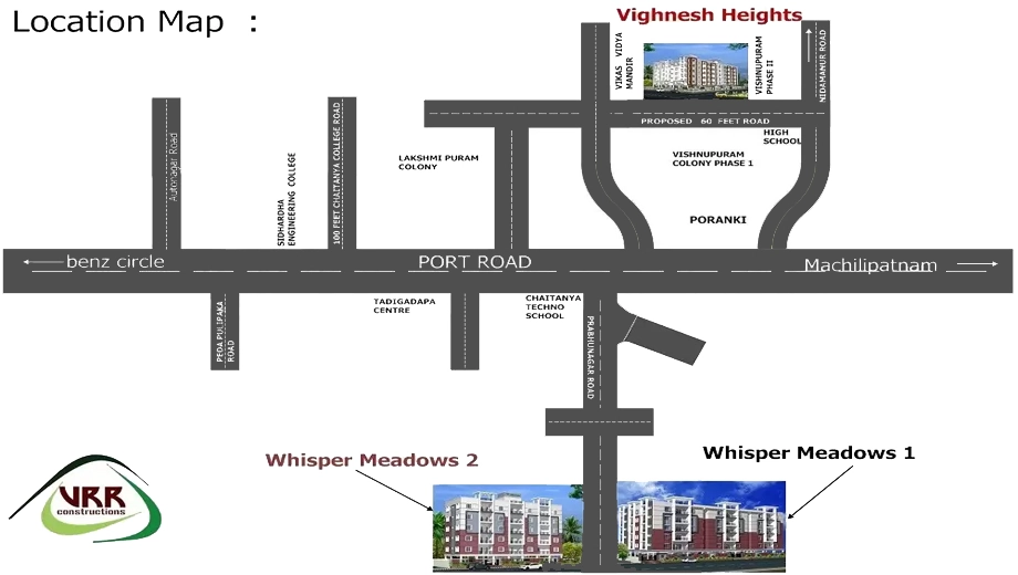 Location of VRR Vighnesh Heights in Poranki, Vijayawada - Image 419069