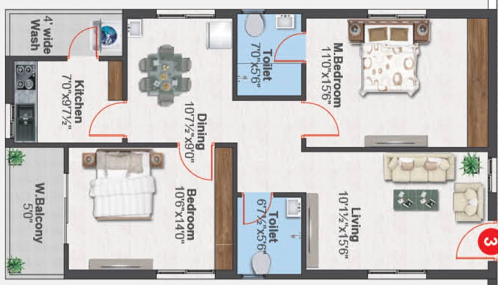 2 BHK Flat in Sree Boppana's Sankalp Casa in Prasadampadu, Vijayawada - Image 924983