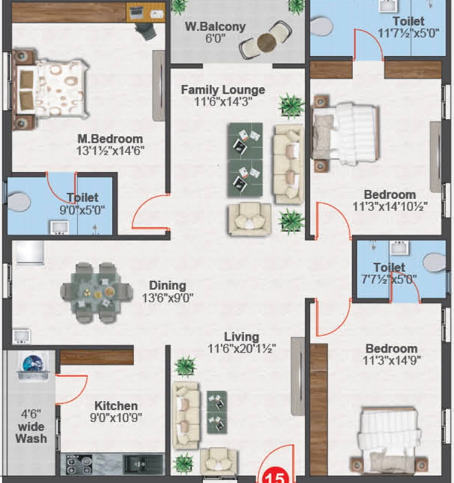 3 BHK Flat in Sree Boppana's Sankalp Casa in Prasadampadu, Vijayawada - Image 924985