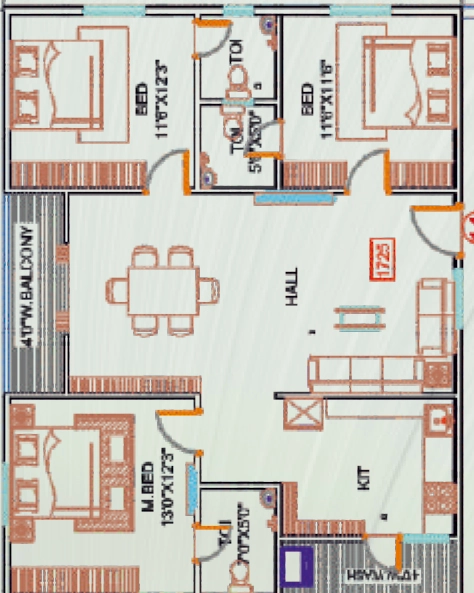 3 BHK Flat in Bhuvan Teza Residence in Prasadampadu, Vijayawada - Image 924989