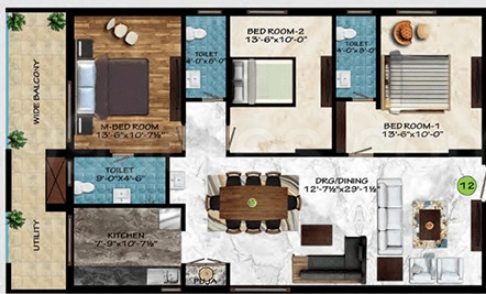 3 BHK Flat in Sai Maximus Heights in Patamata, Vijayawada - Image 924995