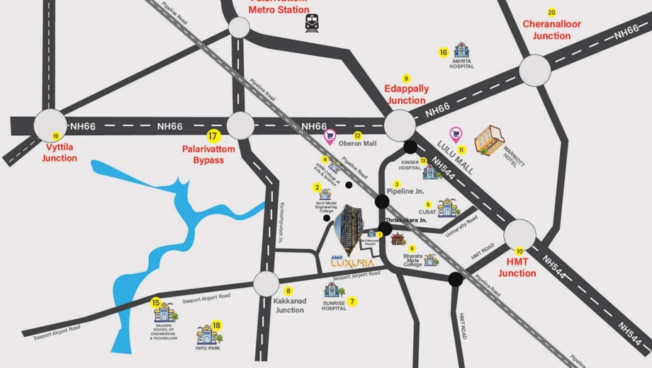Location of ABAD Luxuria in Thrikkakara, Kochi - Image 419299