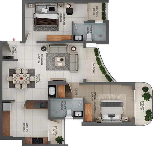 2 BHK Flat in ABAD Lake View Heights in Nettoor, Kochi - Image 925022