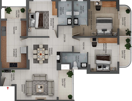 3 BHK Flat in ABAD Lake View Heights in Nettoor, Kochi - Image 925023