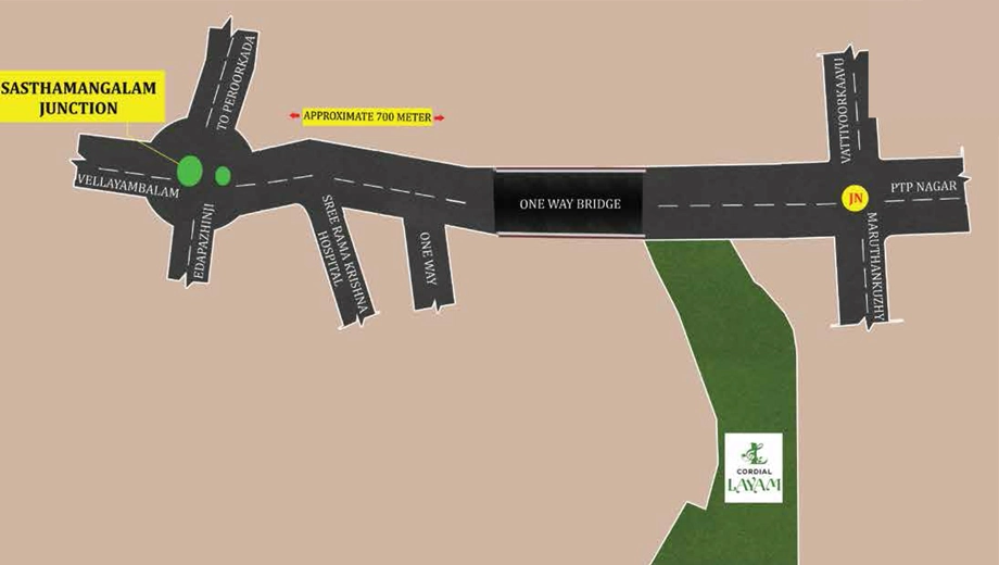 Location of Cordial Layam 1 in Sasthamangalam, Thiruvananthapuram - Image 419472