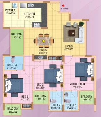 3 BHK Flat in Sowparnika Sandal Tower in Sreekariyam, Thiruvananthapuram - Image 925048