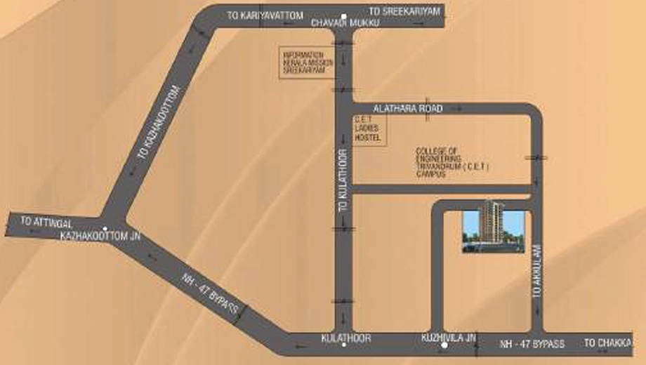 Location of Sowparnika Sandal Tower in Sreekariyam, Thiruvananthapuram - Image 419386