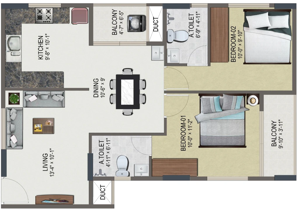 2 BHK Flat in Sowparnika Signature Tower in Sreekariyam, Thiruvananthapuram - Image 925033