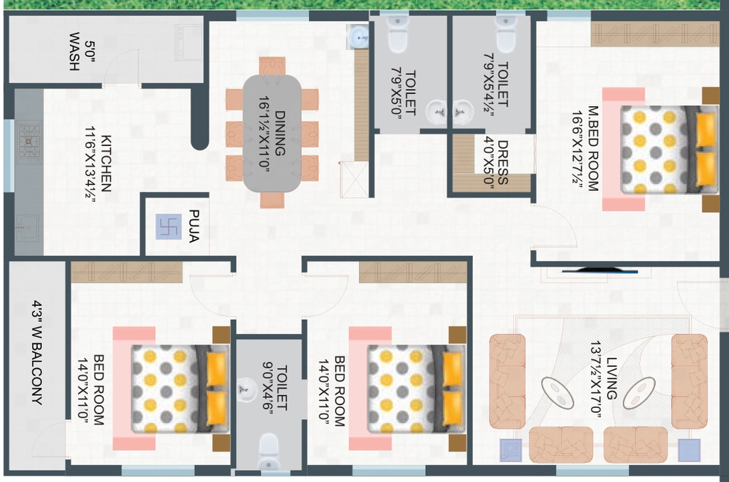 3 BHK Flat in SLV Amaravathi Grand 2 in null, Vijayawada - Image 925049