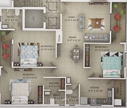 3 BHK Flat in Chaitanya 3 in Manish Nagar, Nagpur - Image 925659