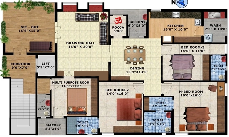 4 BHK Flat in Sri Srinivasa Grand City in null, Vijayawada - Image 925066