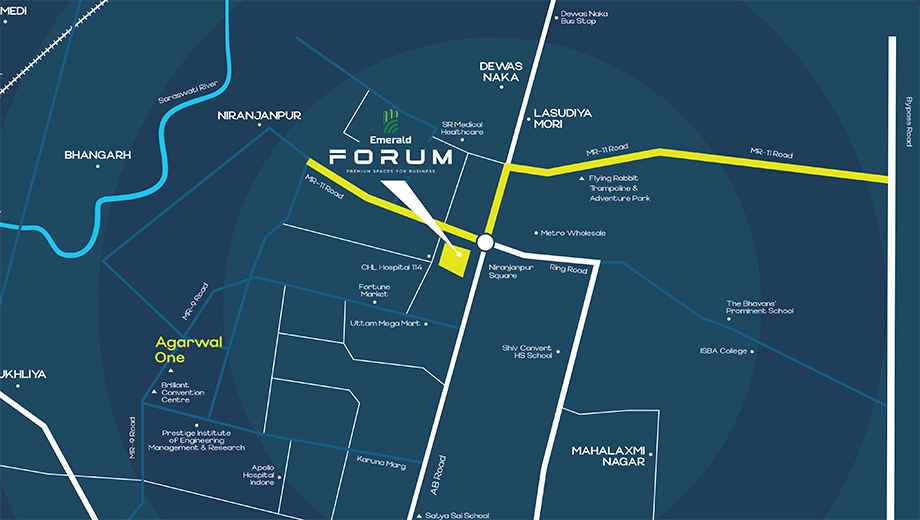 Location of Emerald Forum in Niranjanpur, Indore - Image 421225