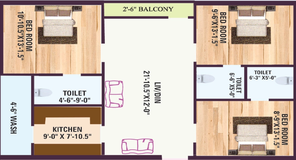 3 BHK Flat in Jai Hind Oak Enclave in Gollapudi, Vijayawada - Image 925079