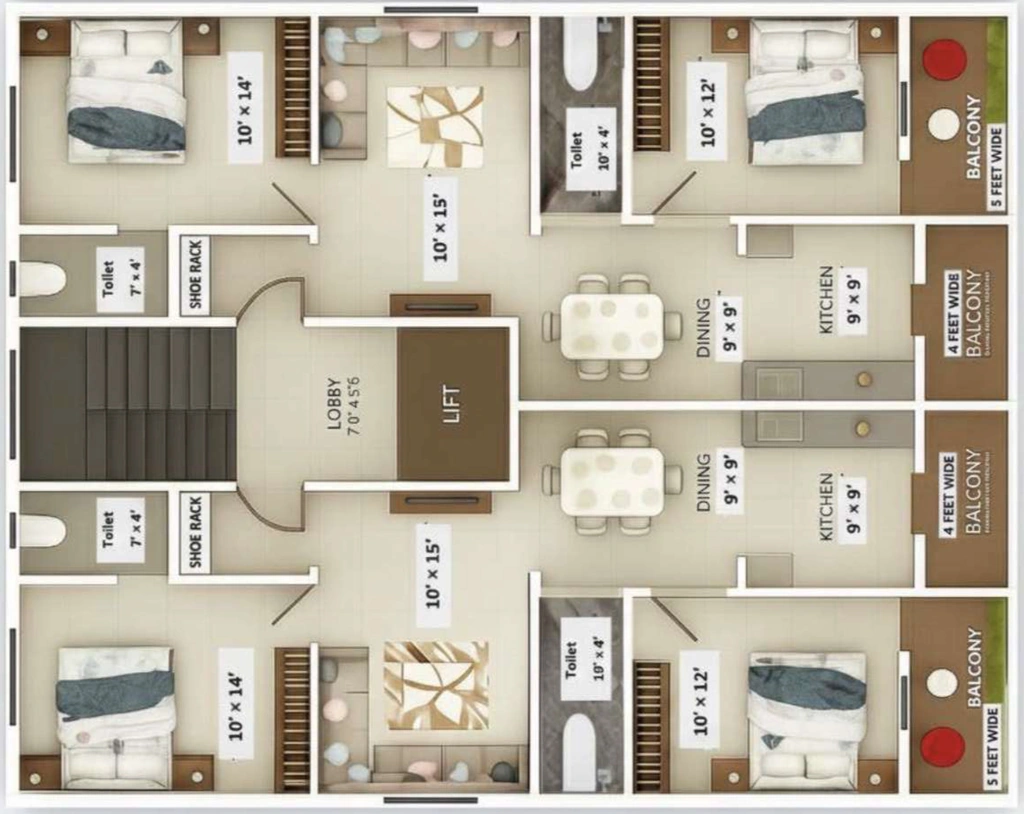 Floor Plan of Snehal Ganesh Apartment in Manish Nagar, Nagpur - Image 421185