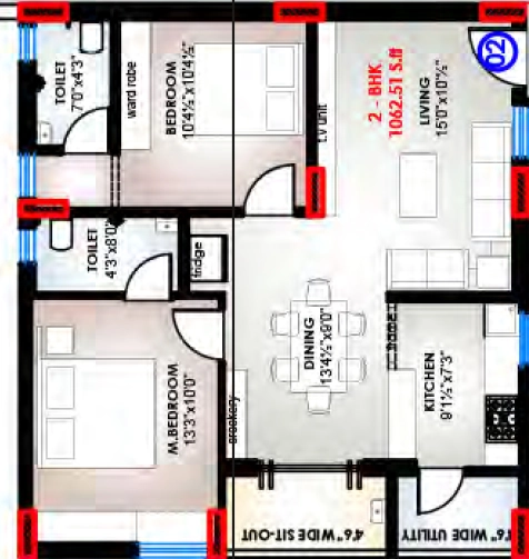 2 BHK Flat in Mega Sarovar in null, Vijayawada - Image 925082