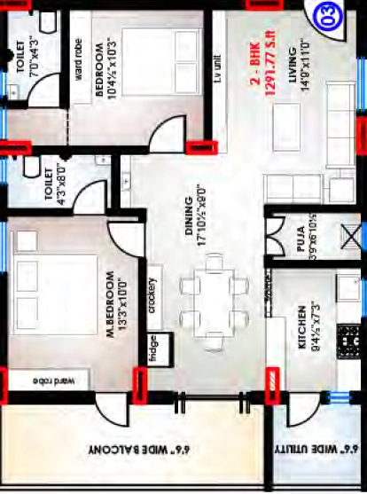 2 BHK Flat in Mega Sarovar in null, Vijayawada - Image 925084