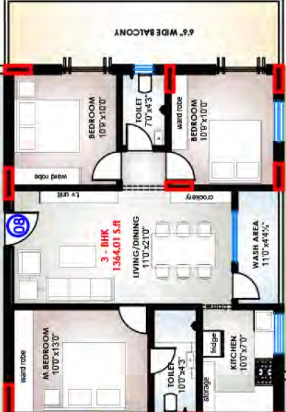 3 BHK Flat in Mega Sarovar in null, Vijayawada - Image 925085