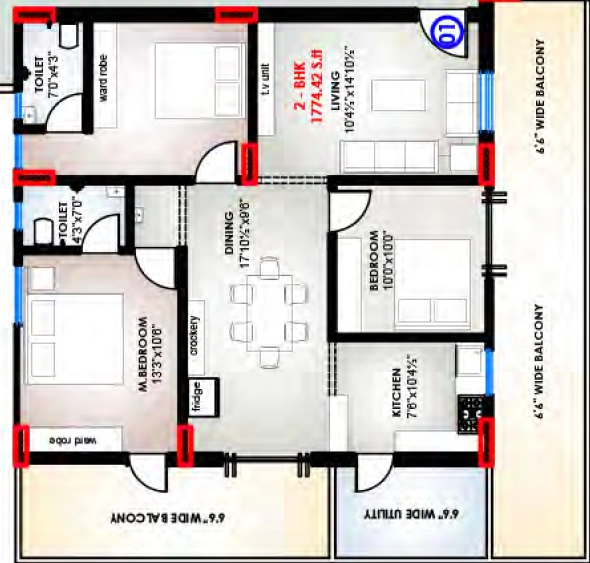 3 BHK Flat in Mega Sarovar in null, Vijayawada - Image 925087