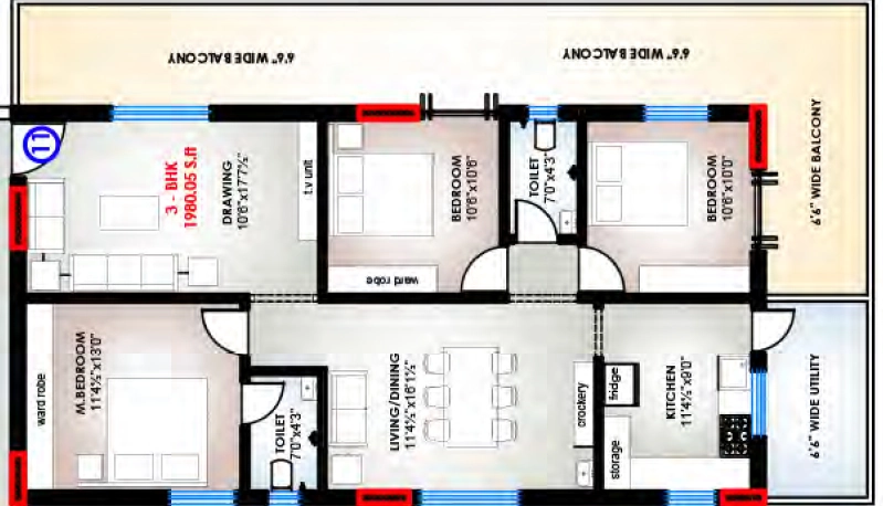 3 BHK Flat in Mega Sarovar in null, Vijayawada - Image 925088