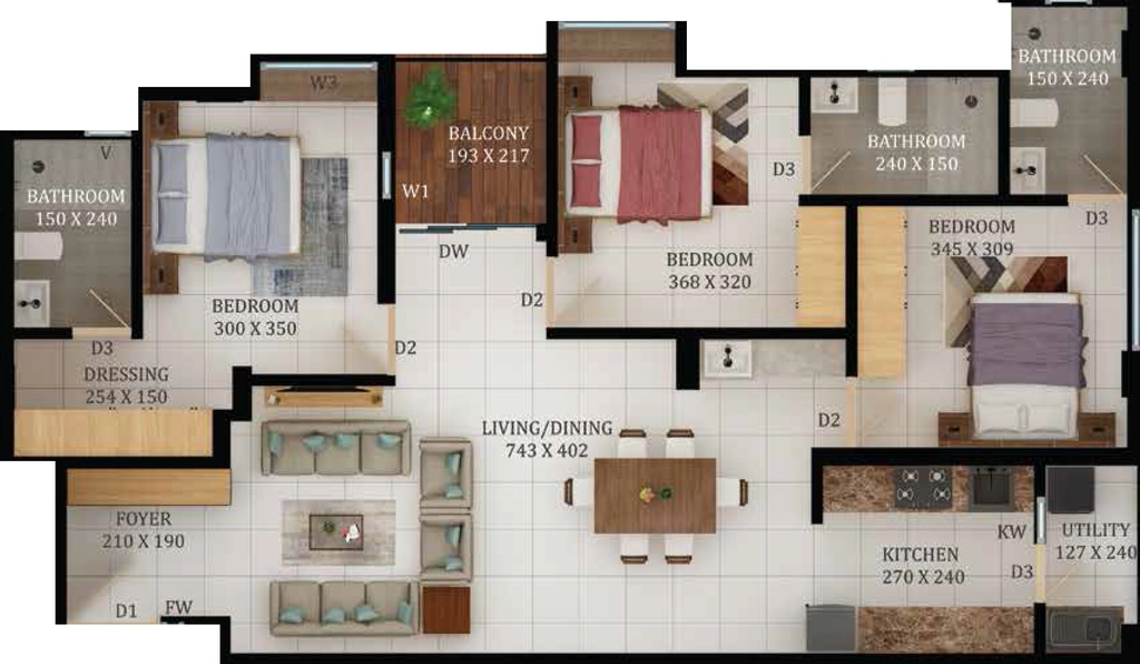 3 BHK Flat in Accord Sovereign in Kakkanad, Kochi - Image 925098