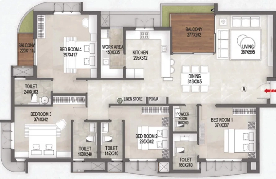 4 BHK Flat in Prime Meridian Metropolitan in Ernakulam, Kochi - Image 925103