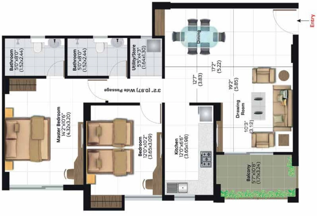 2 BHK Flat in Ashiana Dwarka in Pal Road, Jodhpur - Image 925290