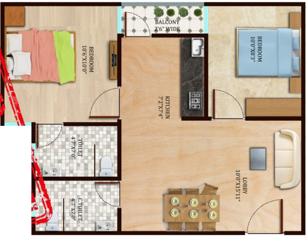2 BHK Flat in Dharti Angan Phase 1 in Jhalamand, Jodhpur - Image 925255
