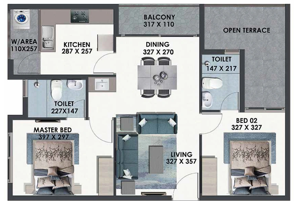 2 BHK Flat in Favourite The Spring Dale in Sreekariyam, Thiruvananthapuram - Image 925128