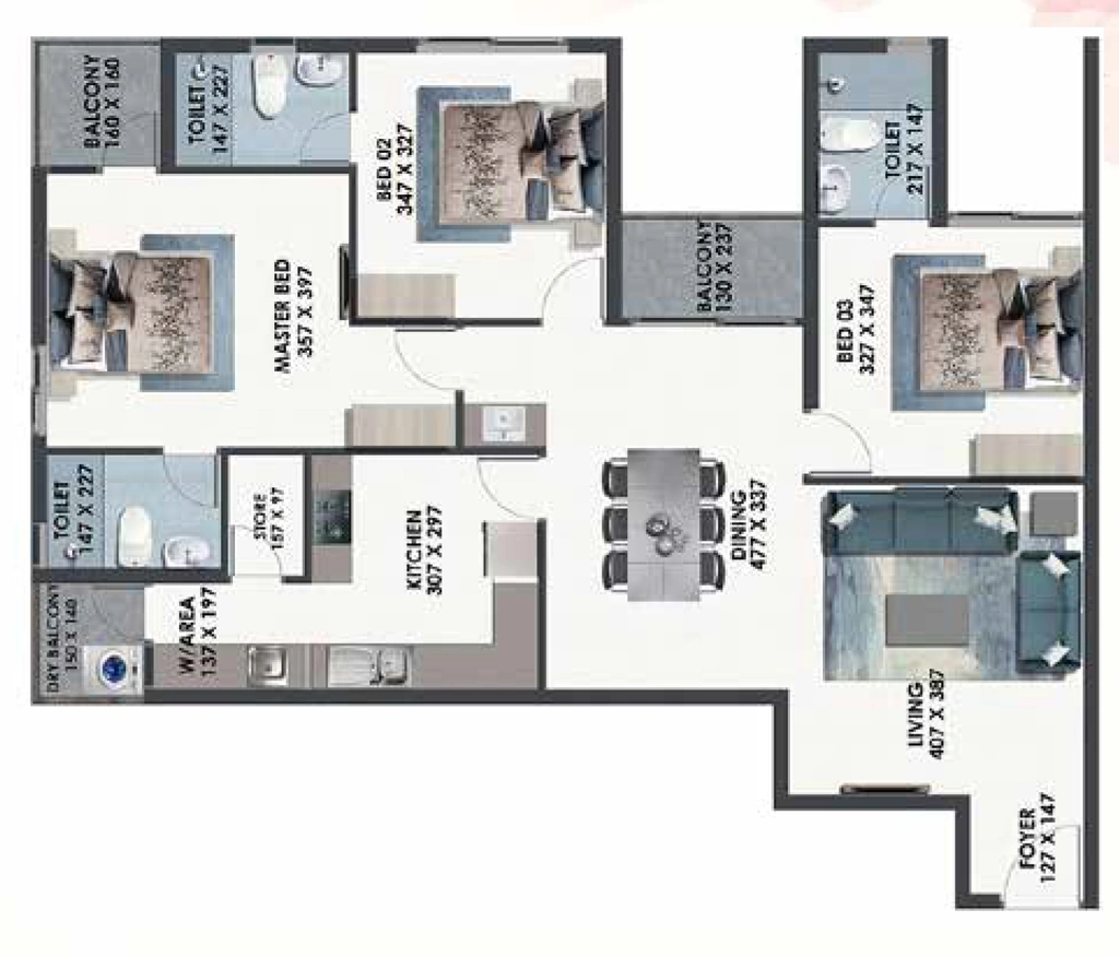3 BHK Flat in Favourite The Spring Dale in Sreekariyam, Thiruvananthapuram - Image 925130