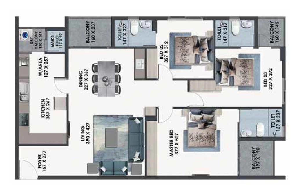 3 BHK Flat in Favourite The Spring Dale in Sreekariyam, Thiruvananthapuram - Image 925132