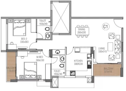 2 BHK Flat in Kalyan Sapphire in Peroorkada, Thiruvananthapuram - Image 925133
