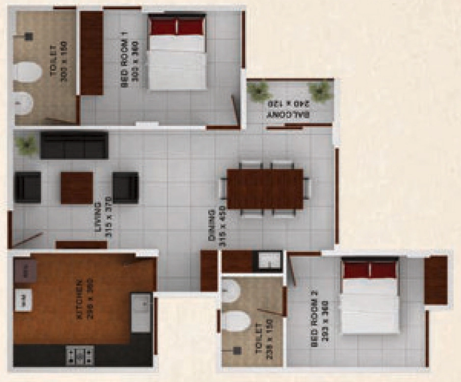 2 BHK Flat in Mansions Palm Hills in Peroorkada, Thiruvananthapuram - Image 925138