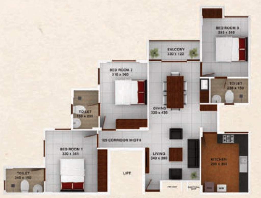 3 BHK Flat in Mansions Palm Hills in Peroorkada, Thiruvananthapuram - Image 925139
