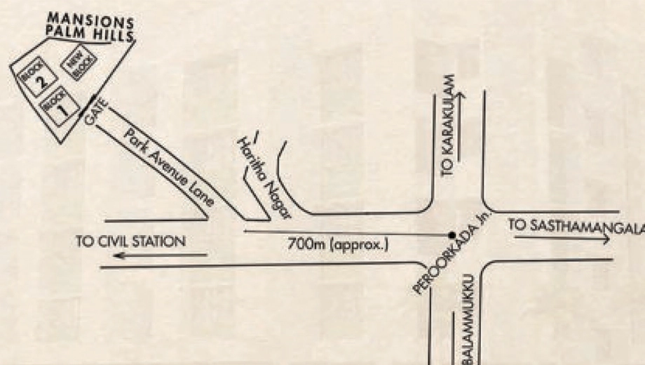 Location of Mansions Palm Hills in Peroorkada, Thiruvananthapuram - Image 419684