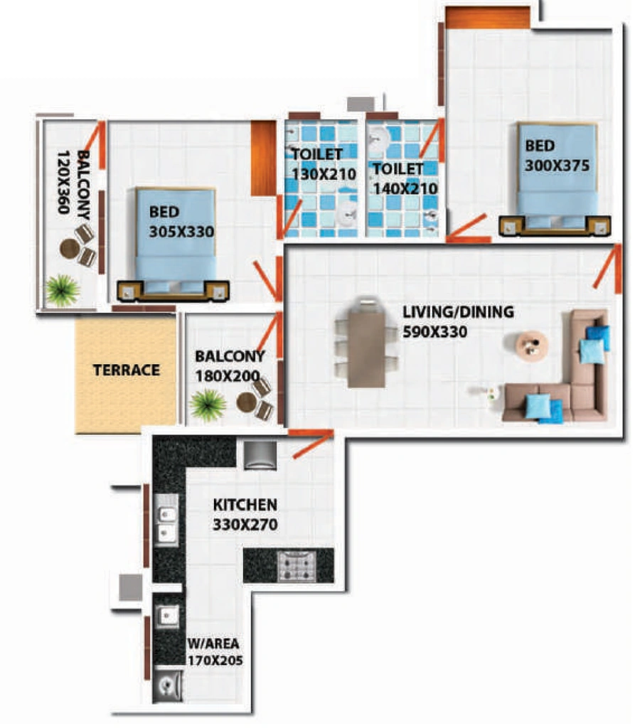2 BHK Flat in Shanoor Metro Square in Pattom, Thiruvananthapuram - Image 925125