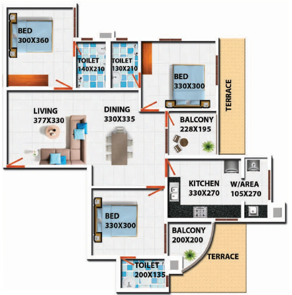 3 BHK Flat in Shanoor Metro Square in Pattom, Thiruvananthapuram - Image 925126
