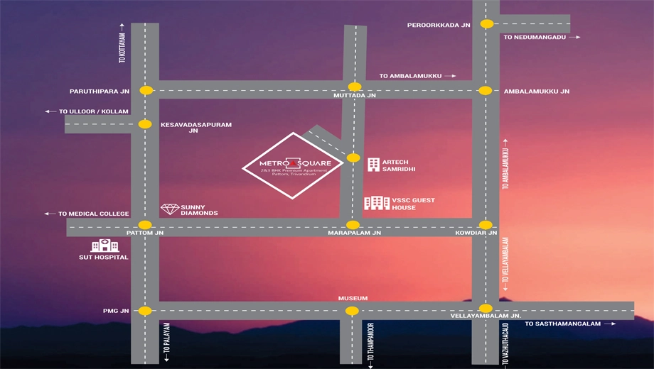 Location of Shanoor Metro Square in Pattom, Thiruvananthapuram - Image 419658