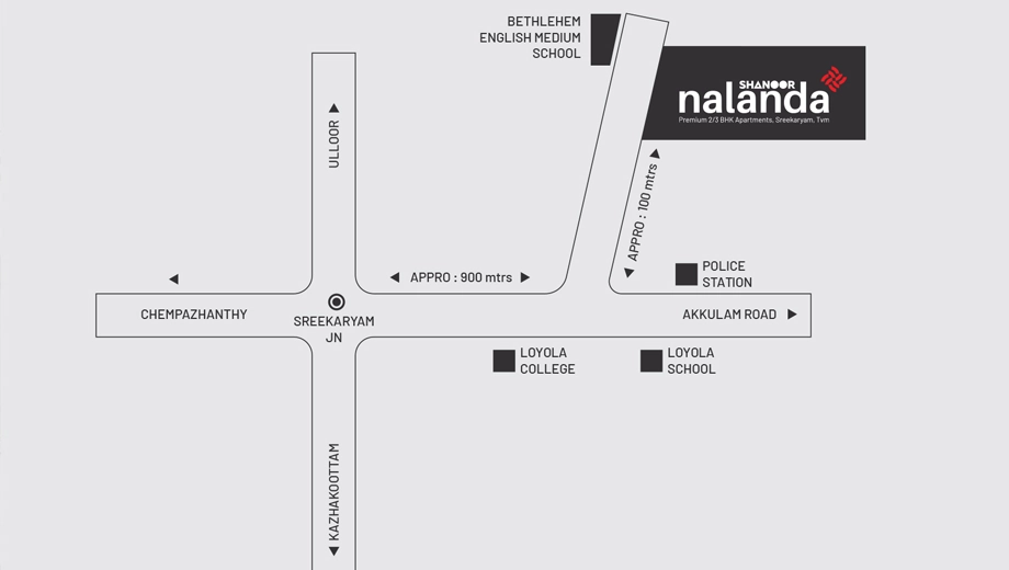 Location of Shanoor Nalanda in Sreekariyam, Thiruvananthapuram - Image 419648