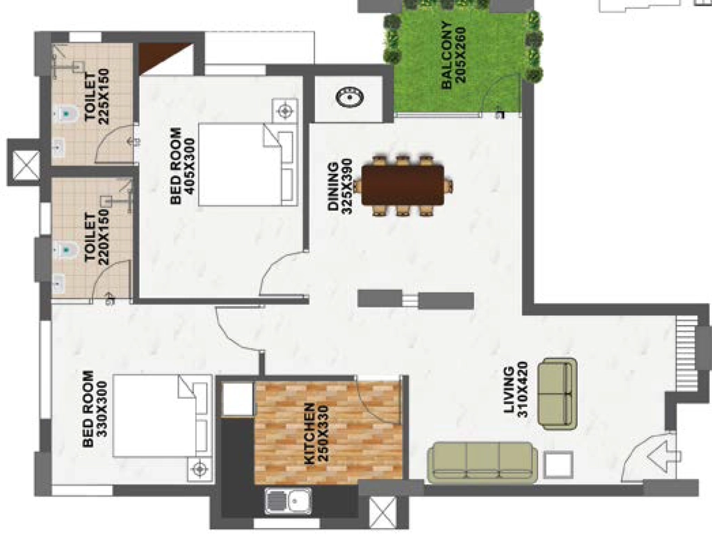 2 BHK Flat in Shanoor Thakshashila in Sreekariyam, Thiruvananthapuram - Image 925119