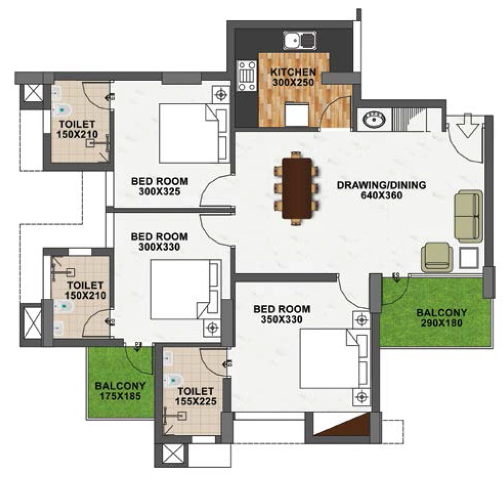 3 BHK Flat in Shanoor Thakshashila in Sreekariyam, Thiruvananthapuram - Image 925120