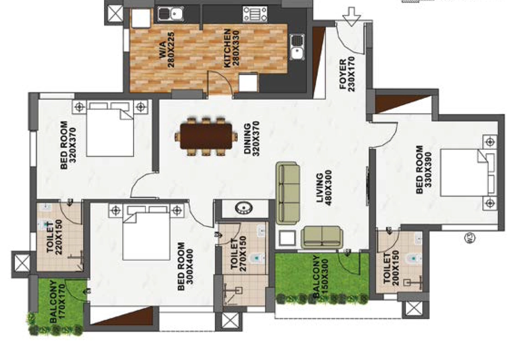 3 BHK Flat in Shanoor Thakshashila in Sreekariyam, Thiruvananthapuram - Image 925121