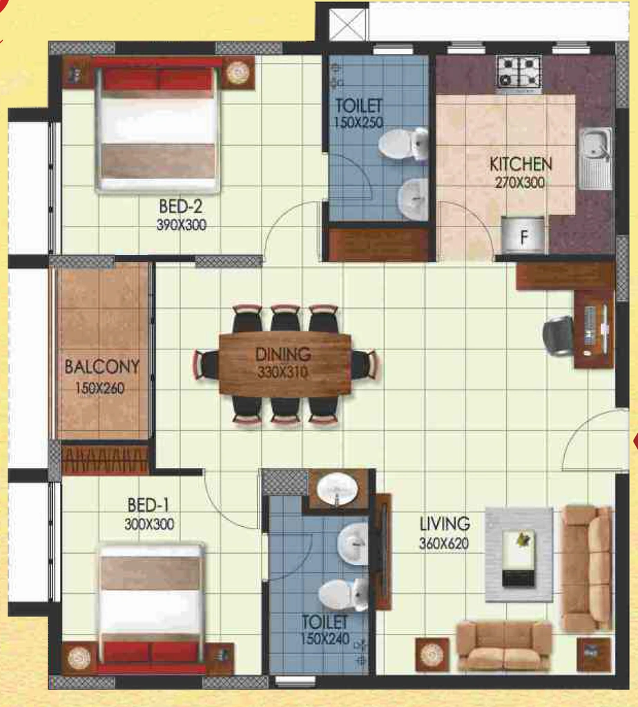 2 BHK Flat in Sun Medanta in Ulloor, Thiruvananthapuram - Image 925116
