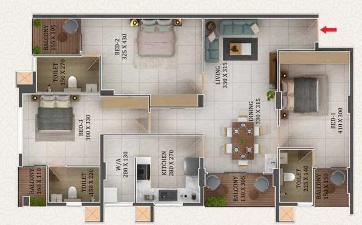 3 BHK Flat in Cordial Dev in Kazhakootam, Thiruvananthapuram - Image 925191