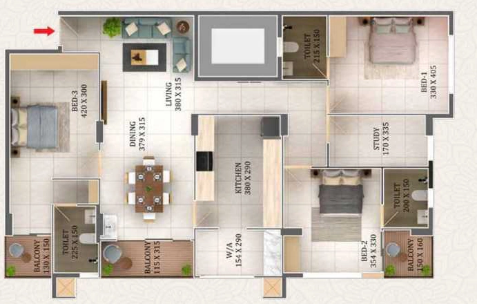 3 BHK Flat in Cordial Dev in Kazhakootam, Thiruvananthapuram - Image 925192
