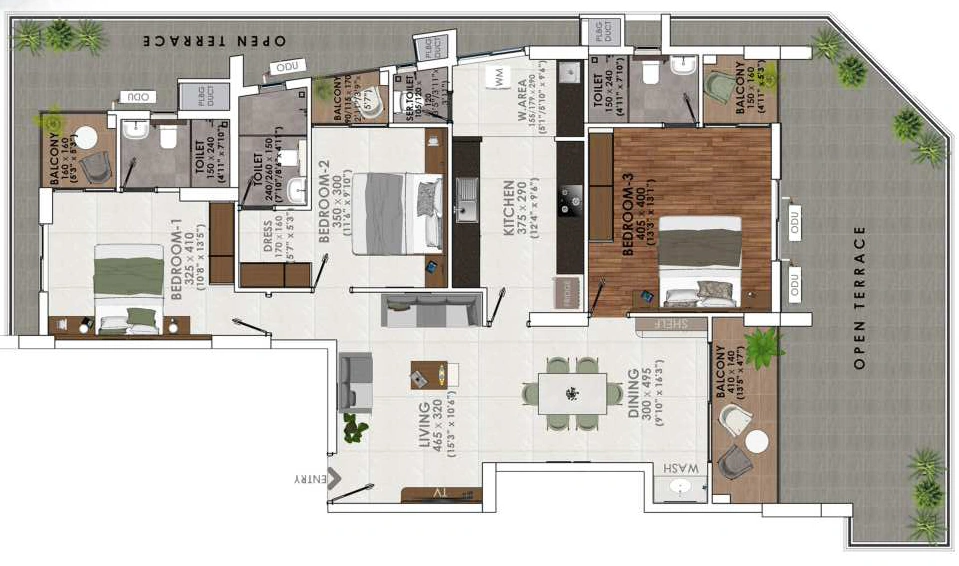 3 BHK Flat in Oceanus Irish Gold in Kazhakootam, Thiruvananthapuram - Image 925174