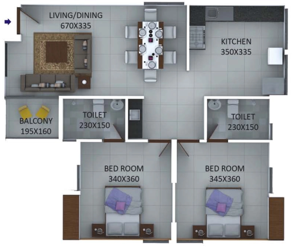 2 BHK Flat in Oceanus Mythrika in Kazhakootam, Thiruvananthapuram - Image 925171