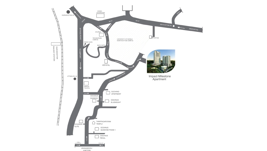 Location of Robinson Impact Milestone Apartments in Kazhakootam, Thiruvananthapuram - Image 419749